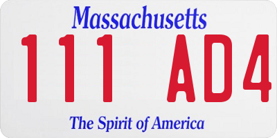 MA license plate 111AD4