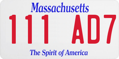 MA license plate 111AD7