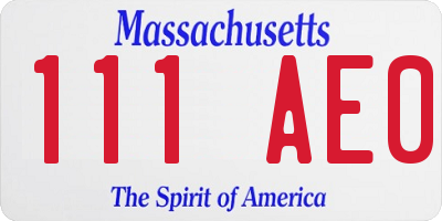 MA license plate 111AE0