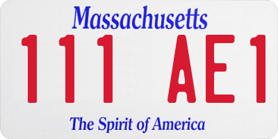 MA license plate 111AE1