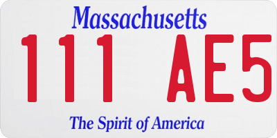 MA license plate 111AE5