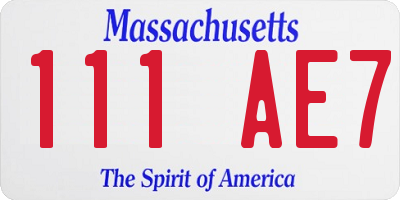 MA license plate 111AE7