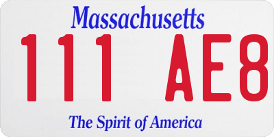 MA license plate 111AE8
