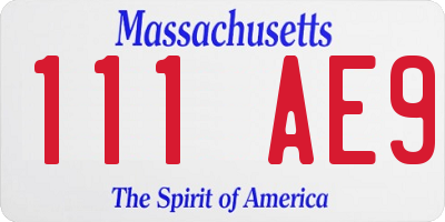 MA license plate 111AE9