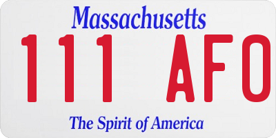 MA license plate 111AF0
