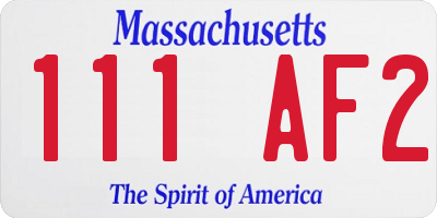 MA license plate 111AF2