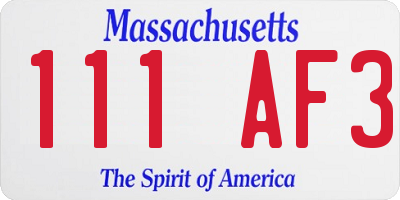MA license plate 111AF3