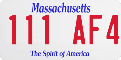 MA license plate 111AF4