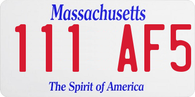 MA license plate 111AF5