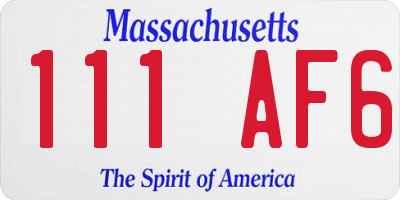 MA license plate 111AF6