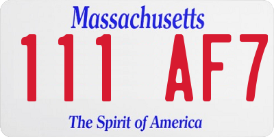 MA license plate 111AF7