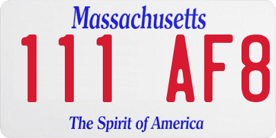 MA license plate 111AF8