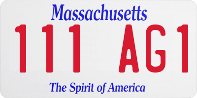 MA license plate 111AG1