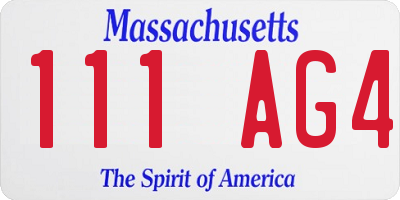 MA license plate 111AG4