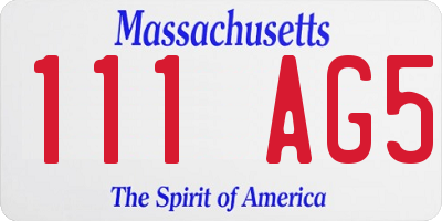 MA license plate 111AG5