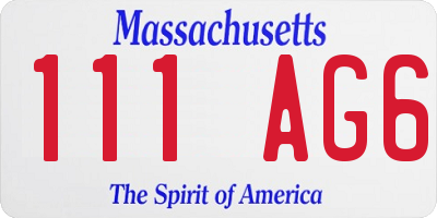 MA license plate 111AG6