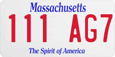 MA license plate 111AG7