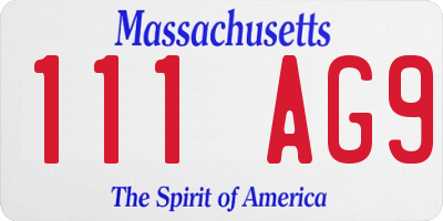 MA license plate 111AG9