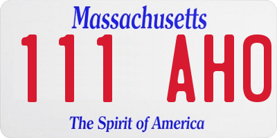 MA license plate 111AH0