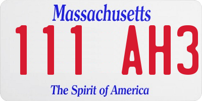 MA license plate 111AH3