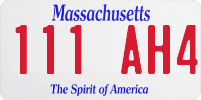 MA license plate 111AH4