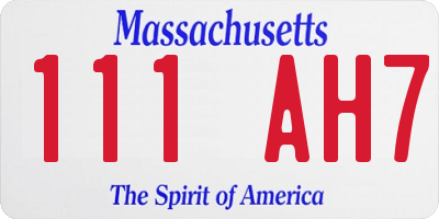 MA license plate 111AH7