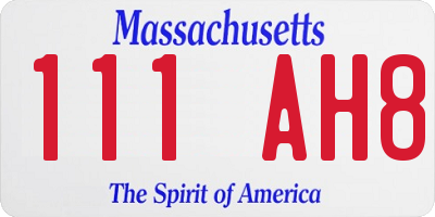 MA license plate 111AH8