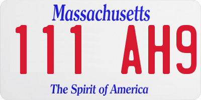 MA license plate 111AH9