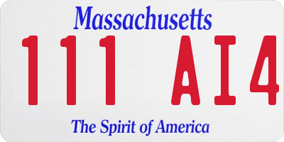 MA license plate 111AI4
