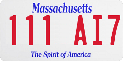 MA license plate 111AI7