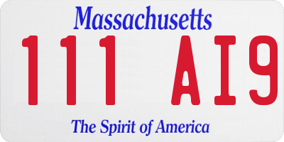 MA license plate 111AI9