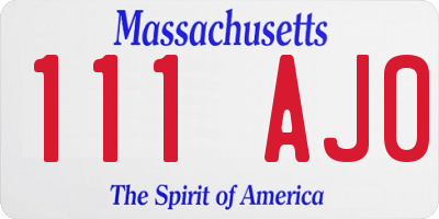 MA license plate 111AJ0