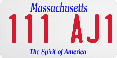 MA license plate 111AJ1