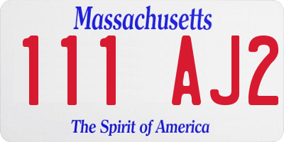 MA license plate 111AJ2