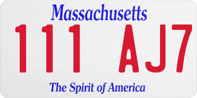 MA license plate 111AJ7