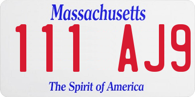 MA license plate 111AJ9