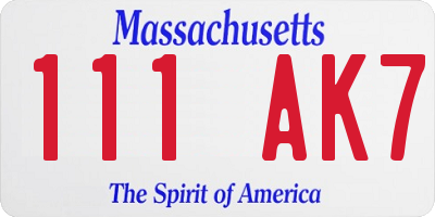MA license plate 111AK7