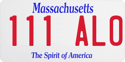 MA license plate 111AL0