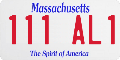 MA license plate 111AL1