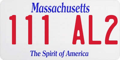MA license plate 111AL2