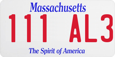 MA license plate 111AL3