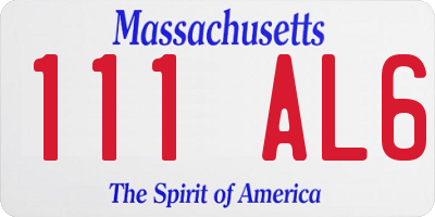 MA license plate 111AL6