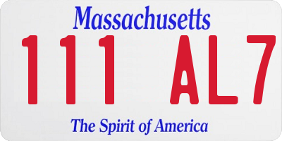 MA license plate 111AL7