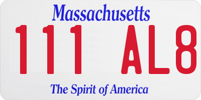 MA license plate 111AL8