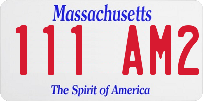 MA license plate 111AM2