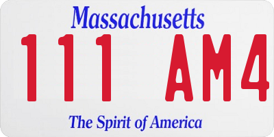 MA license plate 111AM4