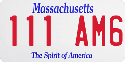 MA license plate 111AM6