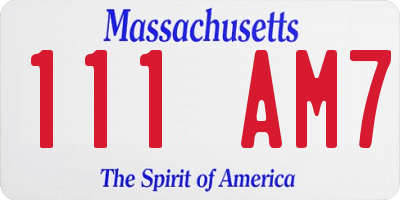 MA license plate 111AM7