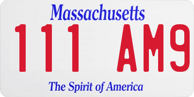 MA license plate 111AM9