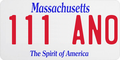 MA license plate 111AN0
